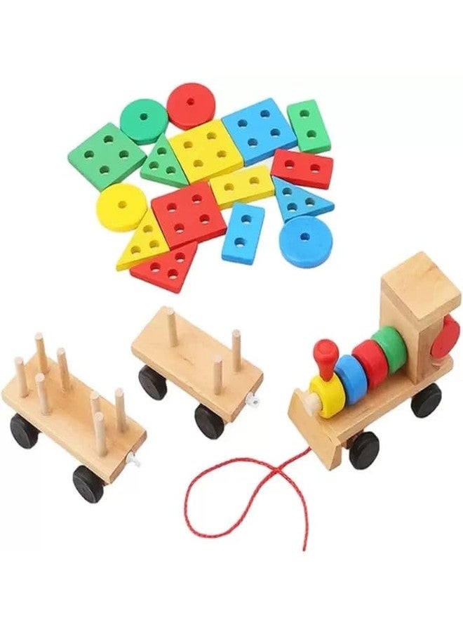 Manos Kids Educational Toy Train Set with Music, Lights and Wooden Puzzle Train Combo Pack for Toddlers and Preschoolers - Image 2
